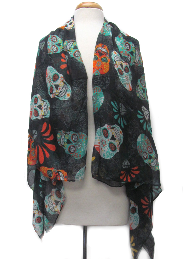 Sugar skull pattern shawl