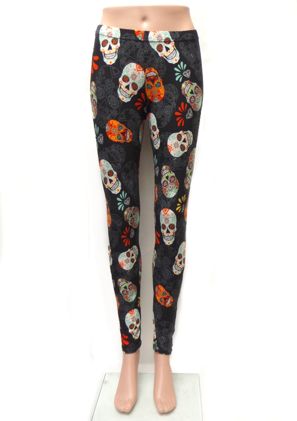 Sugar skull pattern leggings