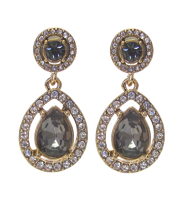 Facet glass and crystal mix teardrop earring