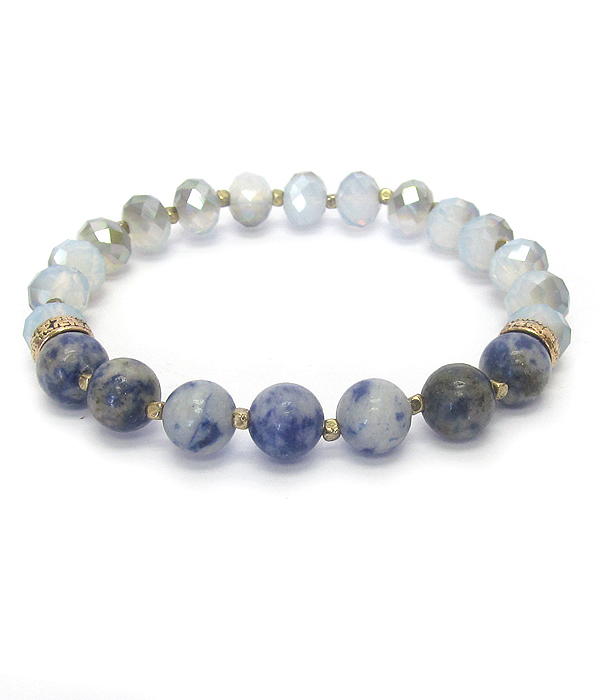 Multi stone ball link stretch bracelet