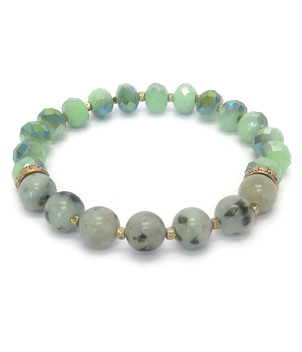 Multi stone ball link stretch bracelet
