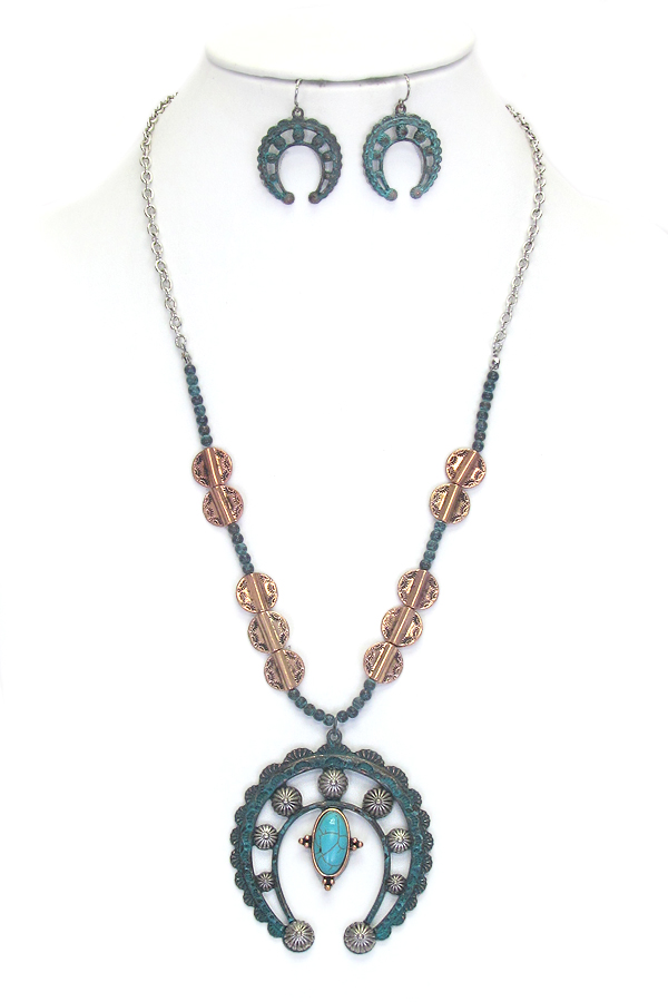 Squash blossom long necklace set