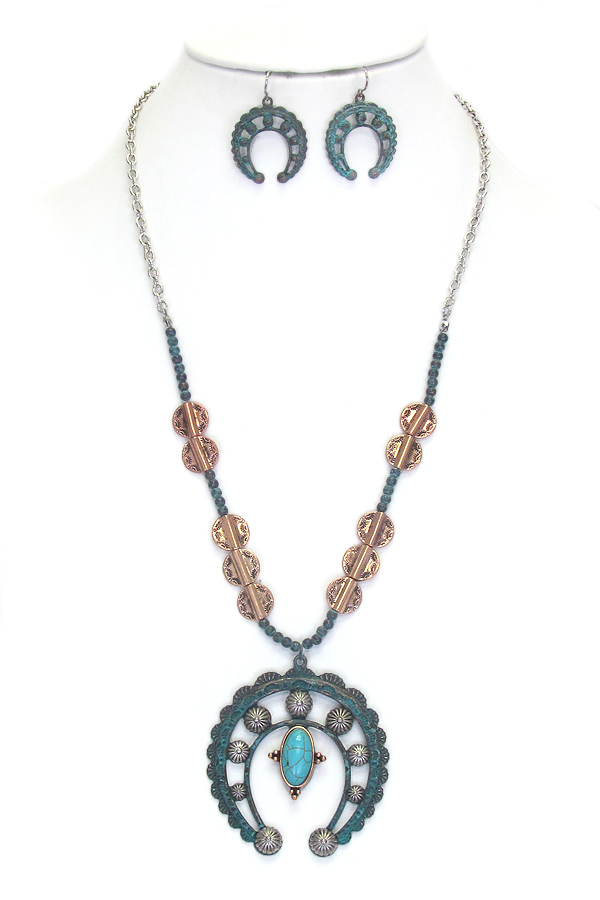 SQUASH BLOSSOM LONG NECKLACE SET