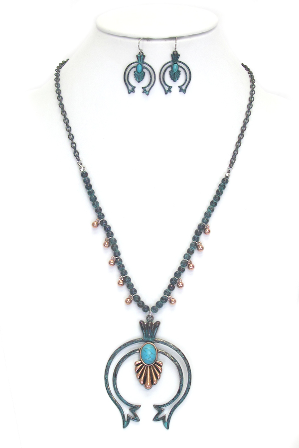 Squash blossom long necklace set