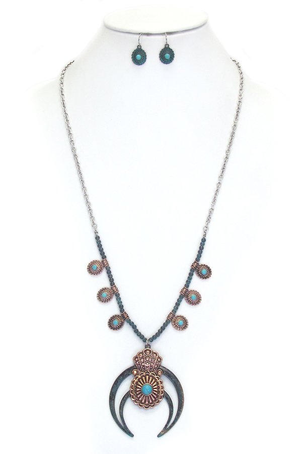Squash blossom long necklace set