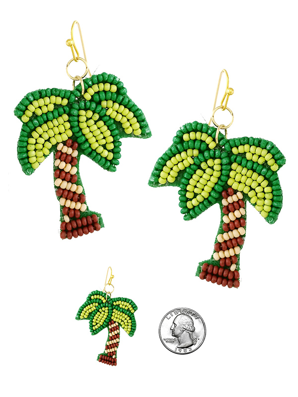 HANDMADE MULTI SEEDBEAD PALM TREE EARRING