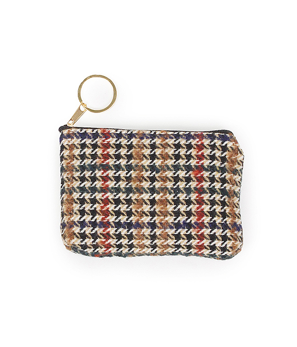 GLEN CHECK COIN PURSE - 100% POLYESTER