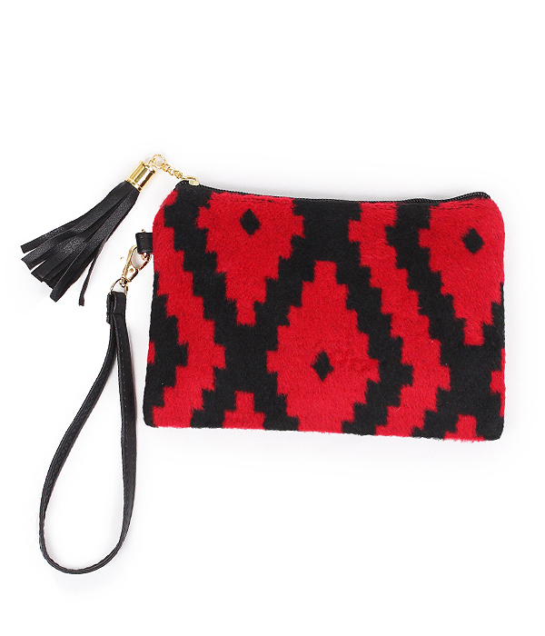 WESTERN THEME WRISTLET POUCH BAG - 100% POLYESTER