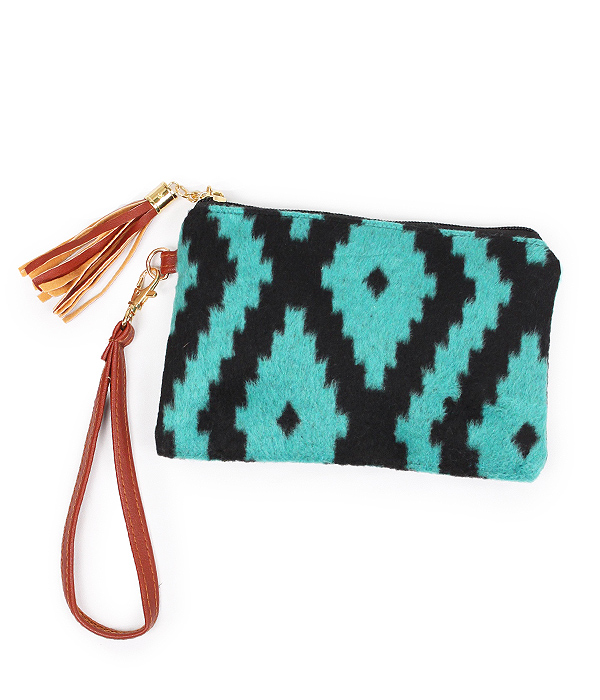 WESTERN THEME WRISTLET POUCH BAG - 100% POLYESTER