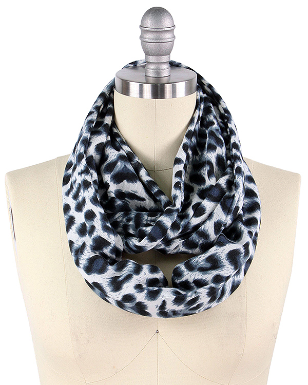 ANIMAL PRINT JERSEY SCARF - LEOPARD - 100% POLYESTER