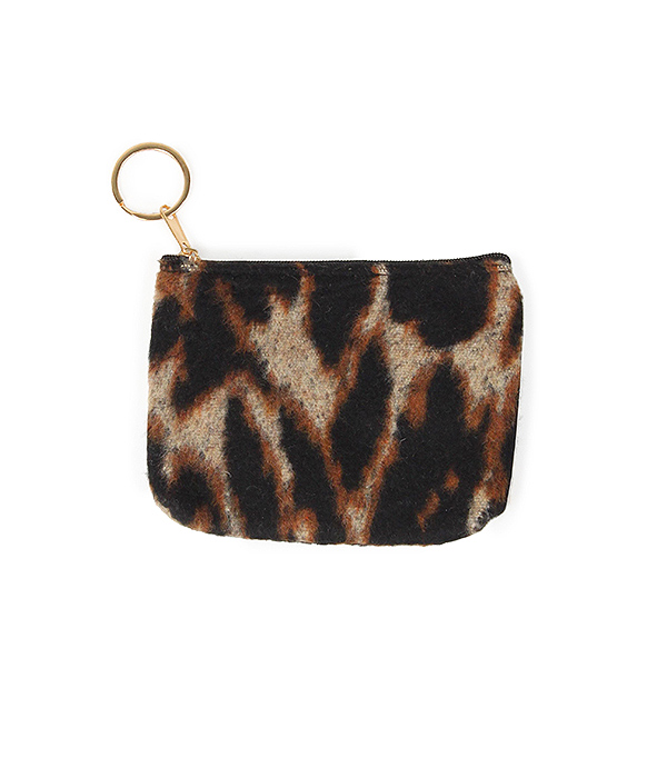 ANIMAL PRINT COIN PURSE - 100% POLYESTER