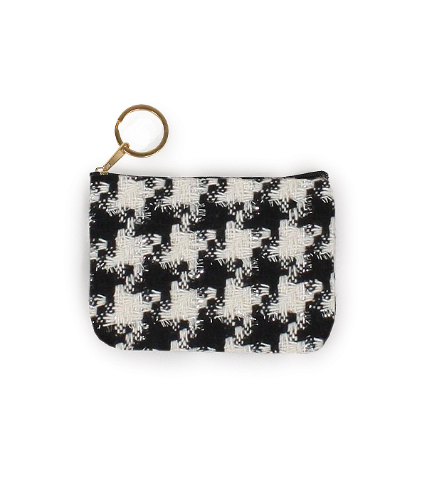 HOUNDTOOTH COIN PURSE - 100% POLYESTER