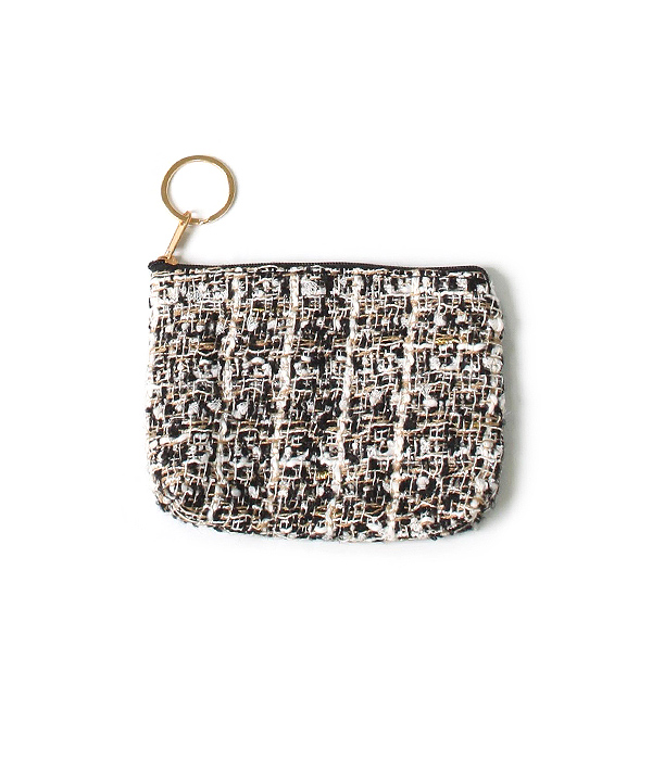 Tweed lurex coin purse - 100% polyester