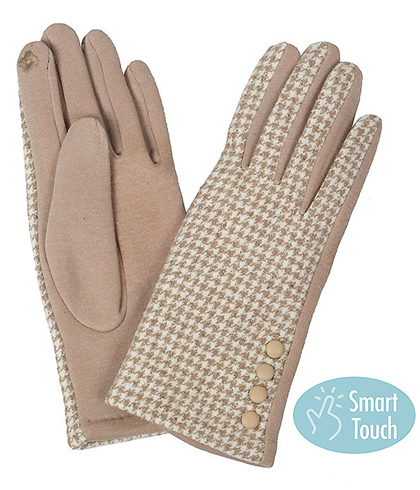 HOUNDTOOTH SHIMMER GLOVES - 100% POLYESTER