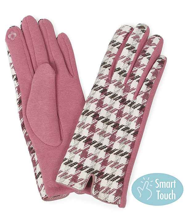 PLAID PATTERN GLOVES - 100% POLYESTER