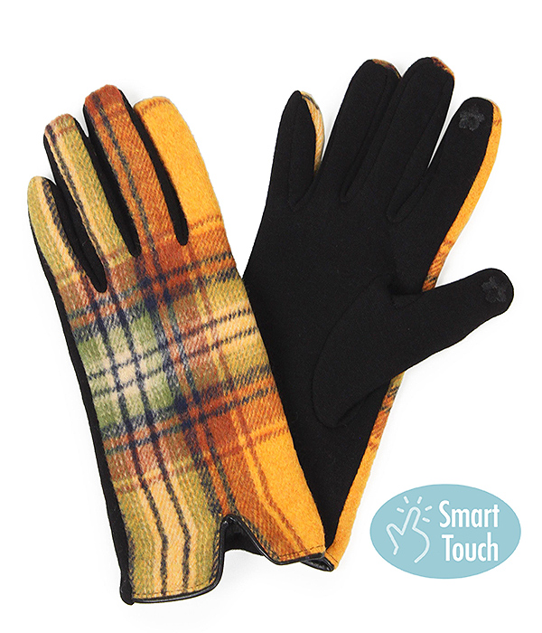 PLAID PATTERN GLOVES - 100% POLYESTER