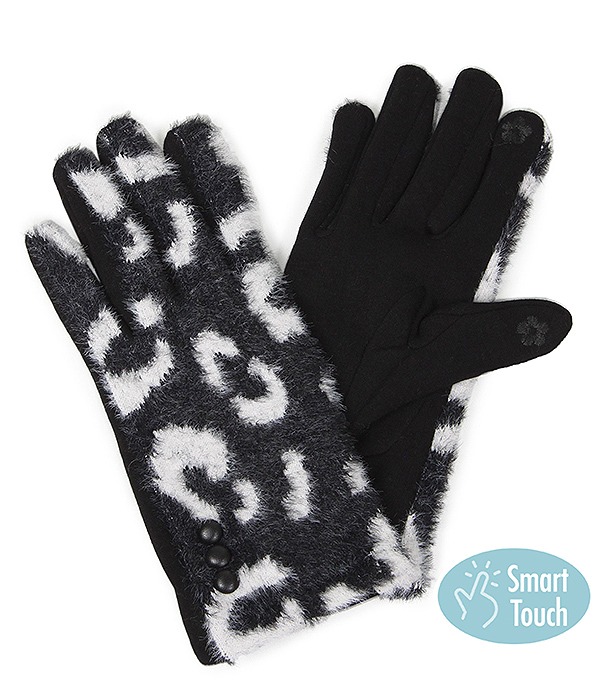 Animal print fur gloves - leopard - 100% polyester