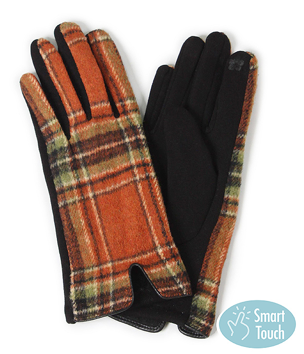 PLAID PATTERN GLOVES - 100% POLYESTER