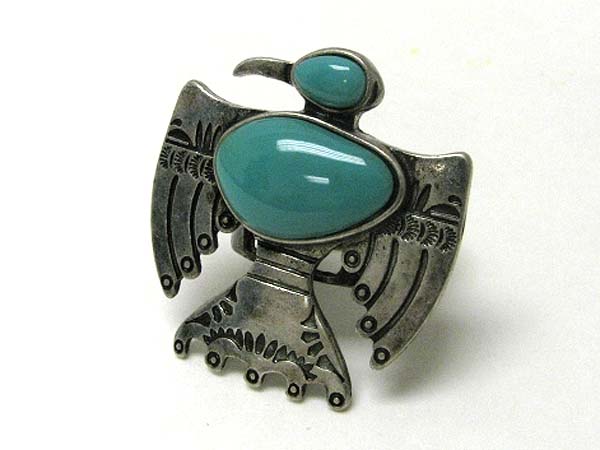 Azteca theme thunderbird stretch ring -western