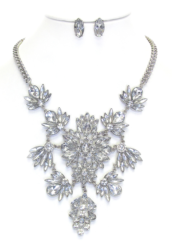 Multi facet glass and crystal mix chunky necklace set