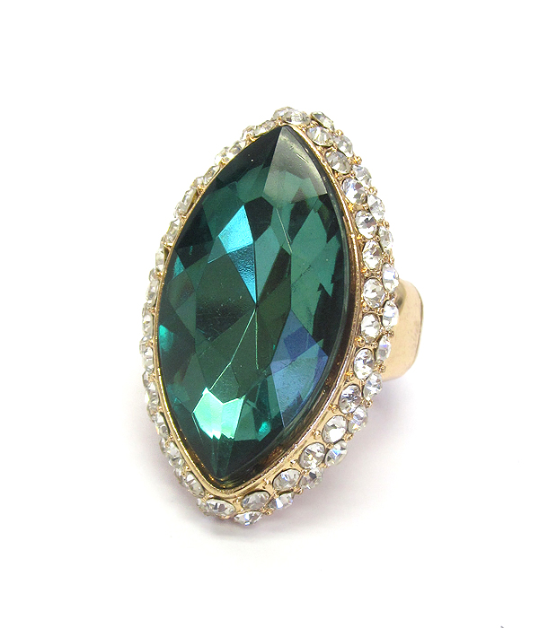 Facet glass and crystal stretch ring