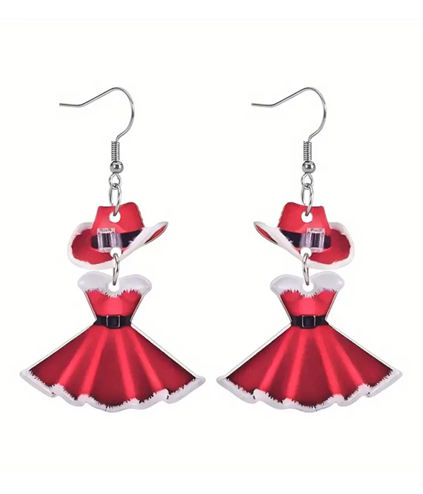 Christmas theme red hat earring