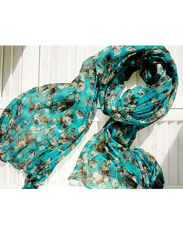 Flower printed 100%  viscose wrinkle scarf
