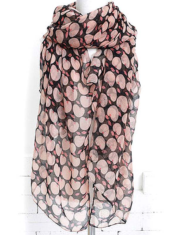 Apple pattern premium grade oversize sheer scarf  polyester  fabric