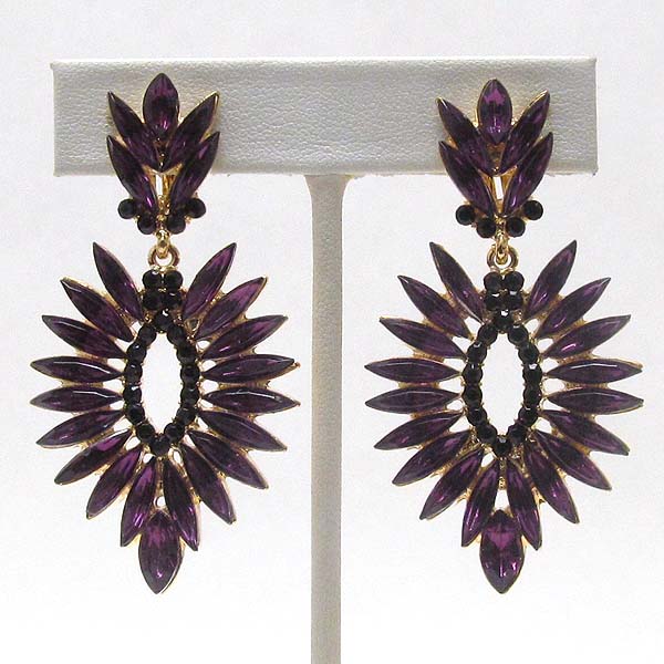 Crystal deco marquise dangle clip earring