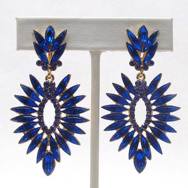 Crystal deco marquise dangle clip earring