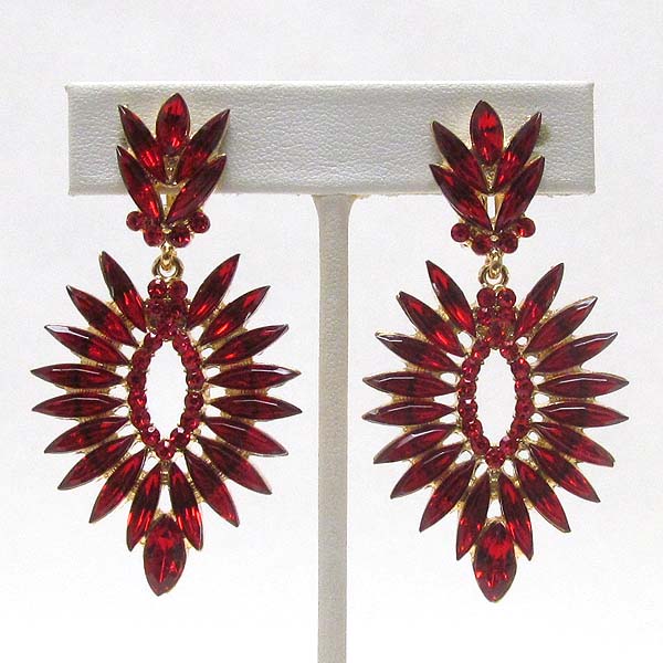 Crystal deco marquise dangle clip earring