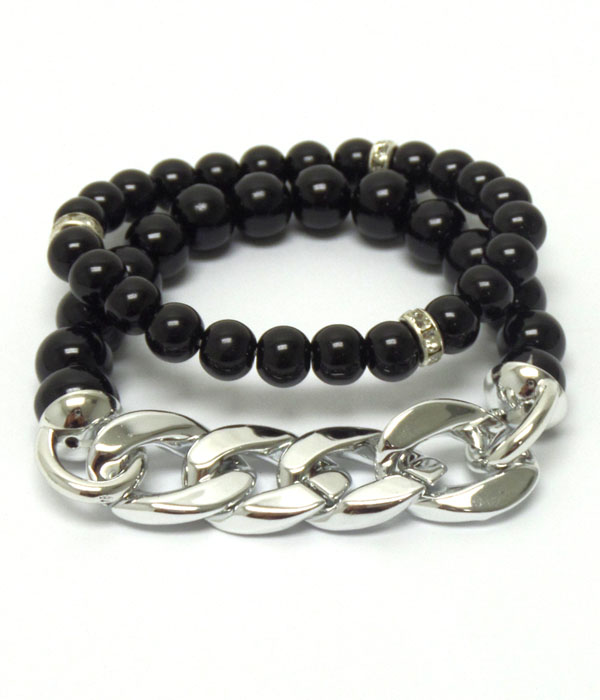 Pearl and chain bracelet set 