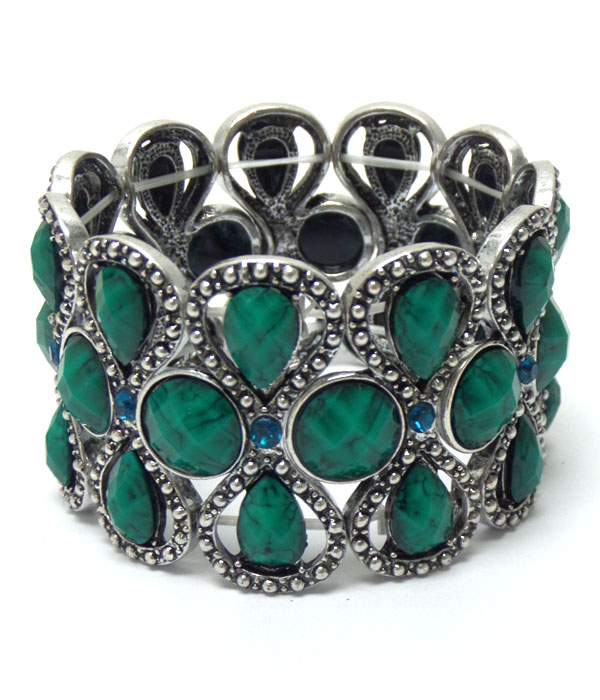 Teardrop and round shape stone bracelet 