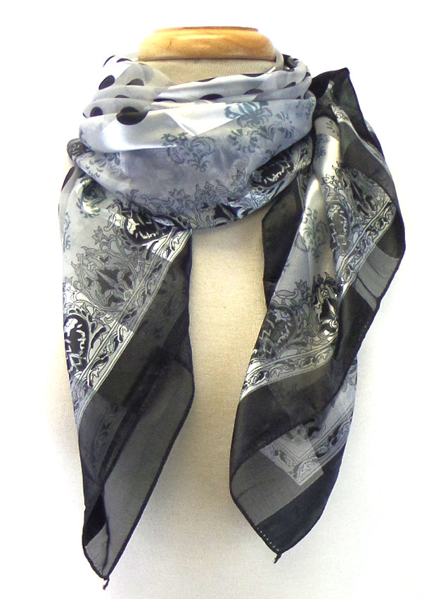 Polk a dot and flower design scarf