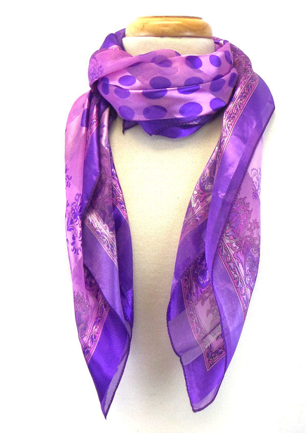 Polk a dot and flower design square scarf