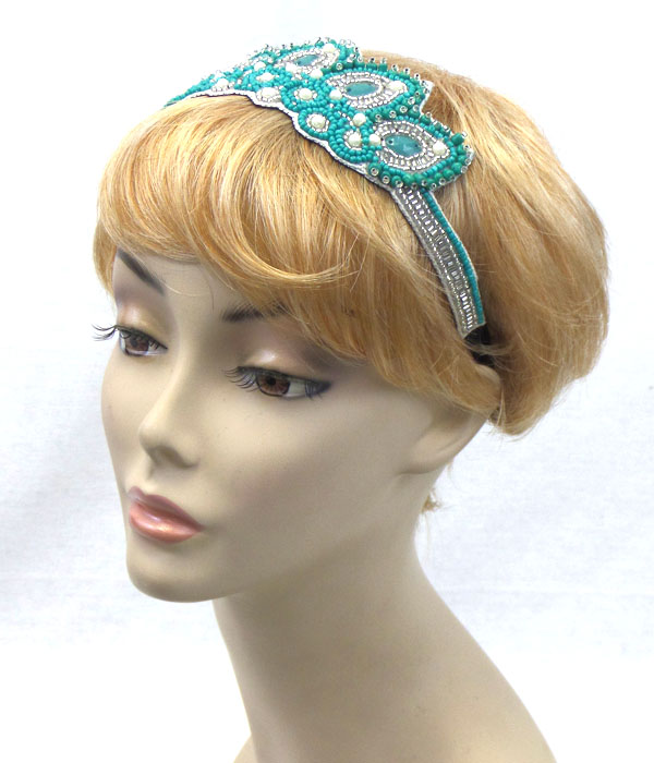 Handmade multi pattern  seedbead headband