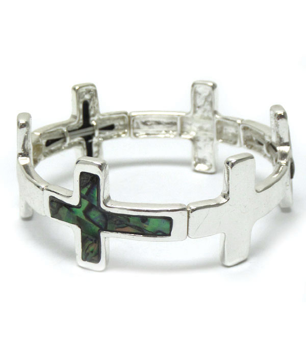 Abalone stone cross bracelet 