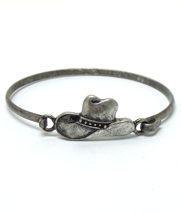 Metal cowboy hat thin bangle bracelet
