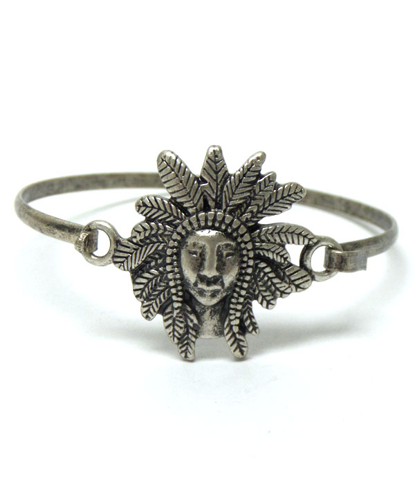 Metal aztec men thin bangle bracelet -western