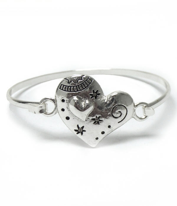 Metal heart thin bangle bracelet