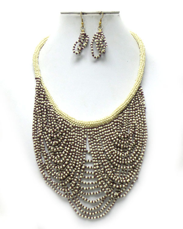 Layered seedbeads necklace set