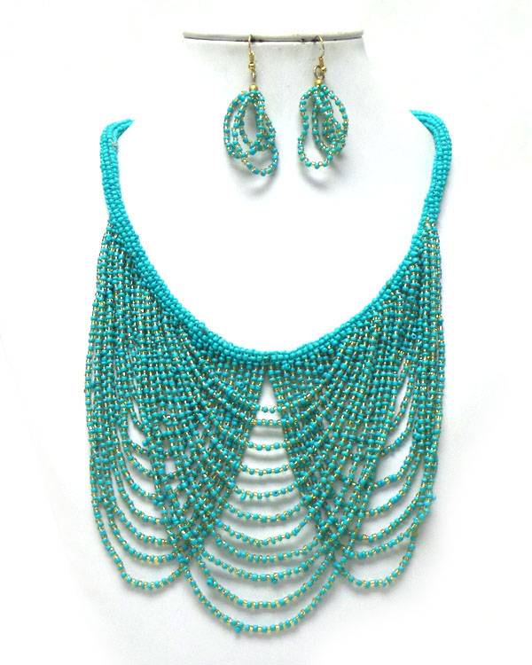 Layered seedbeads necklace set 