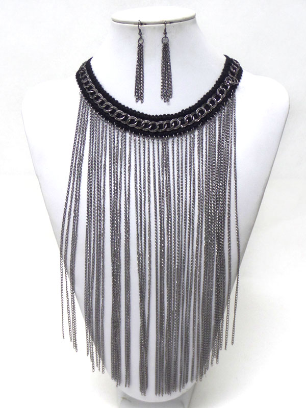 Chain with tassel drop necklace set 