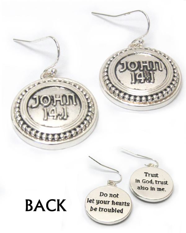 Both side message earring - john 14:1