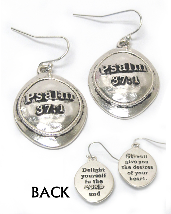 Double face message earring - psalm 37:1