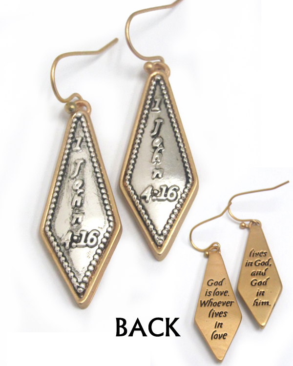Both side message earring - john 4:16