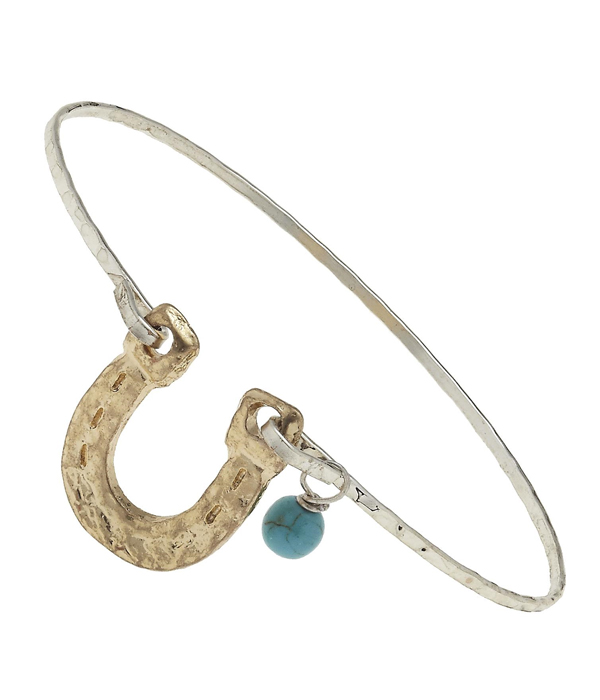 Handmade horse shoe wire latch bangle bracelet