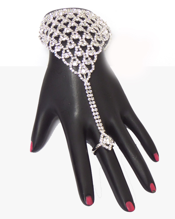 Rhinestone design ring bracelet set