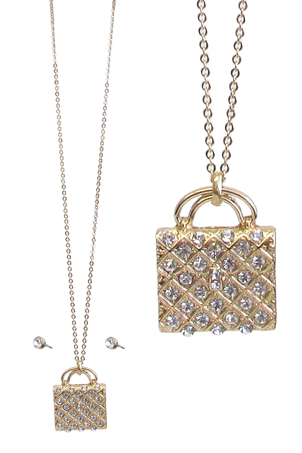 CRYSTAL BAG PENDANT NECKLACE SET