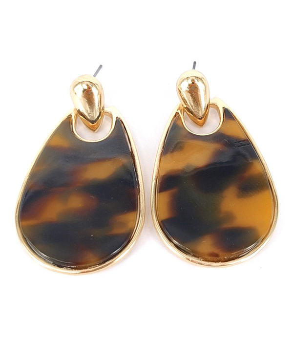 TORTOISE TEARDROP EARRING